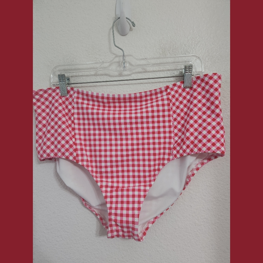 Draper James x Lands End Pink Gingham Swimsuit Bottom Sz 18